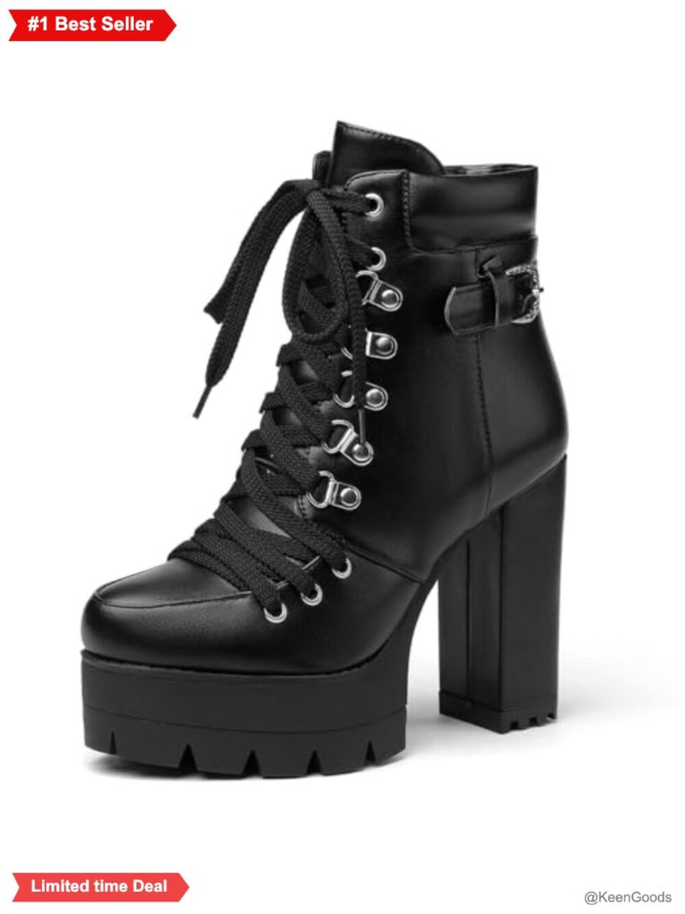 Women's Suede Ankle Booties Platform Block Heel Round Toe Lace-Up Boots